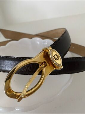 Dior Brown Leather Belt with Gold Buckle
